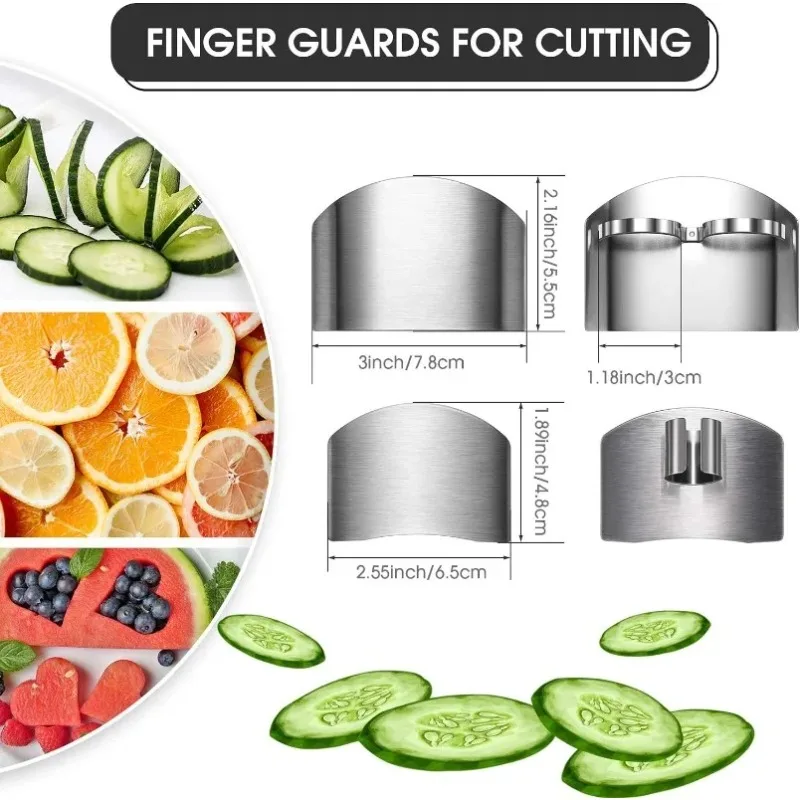 Kitchen Gadgets You Must Have - ステンレス製フィンガーガード、手の指を守るキッチン用カッティングプロテクター、安全な親指カバー、必須のカッティングガードガジェット
