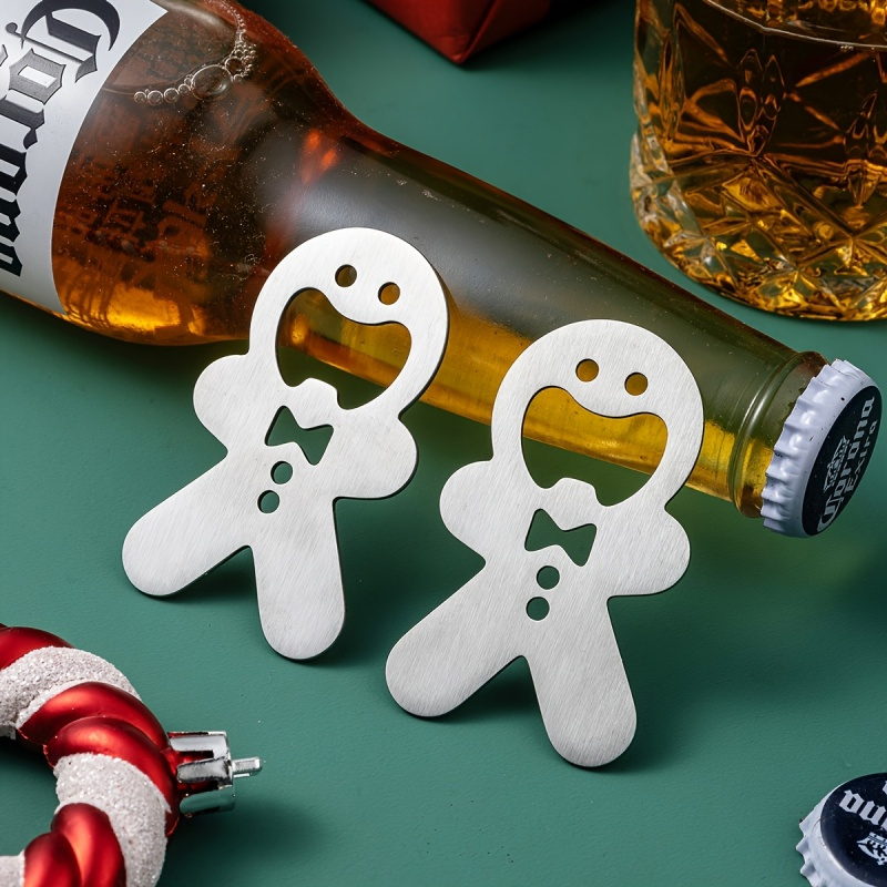 Kitchen Gadgets To Gift - ジンジャーブレッドマン ボトルオープナー ステンレス製 ビールボトルオープナー クリスマスパーティー バー