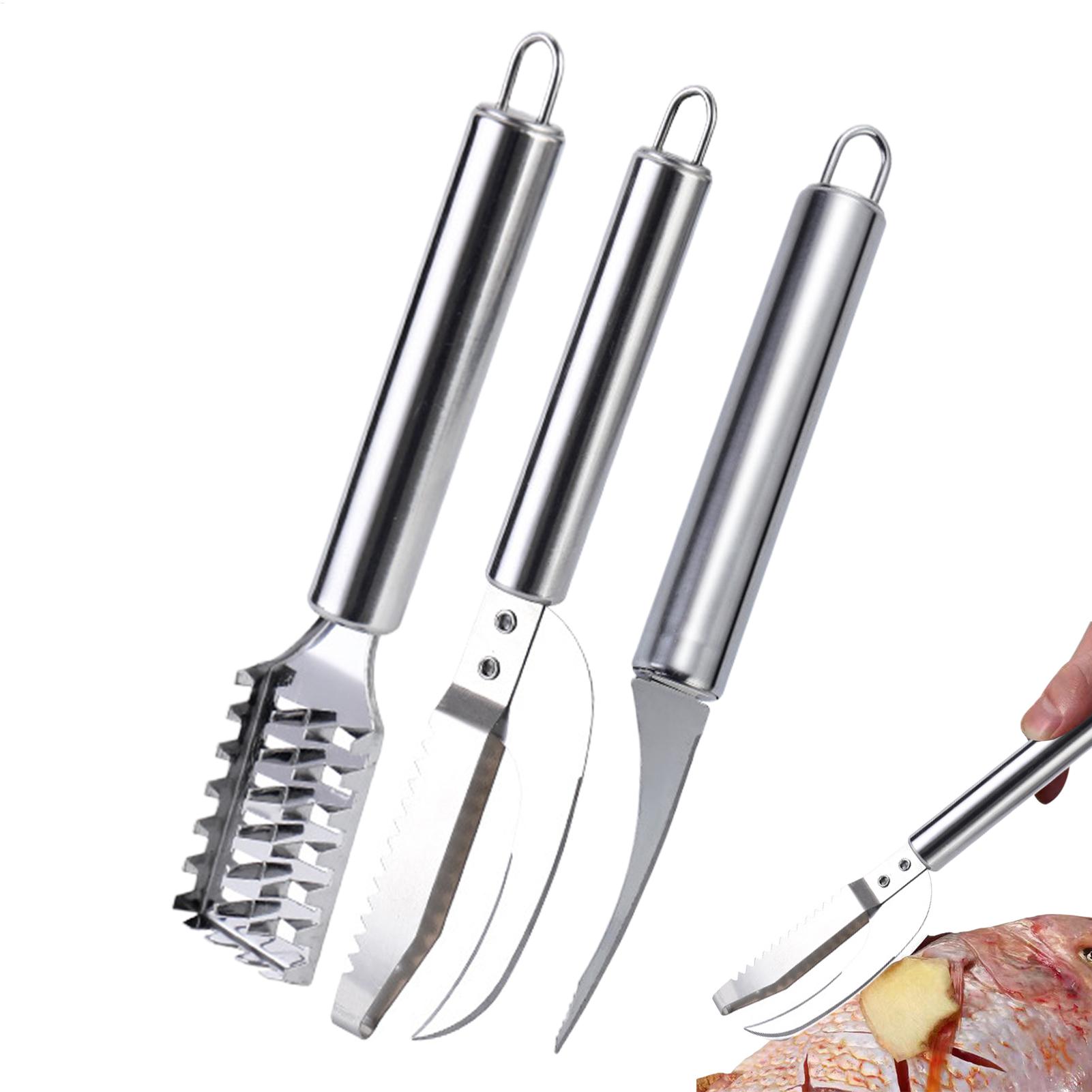 Kitchen Gadget Amazon - 魚鱗除去ナイフ、エビの糸取り、ステンレス製魚鱗除去器、魚の皮ブラシ、トング、キッチンアクセサリー