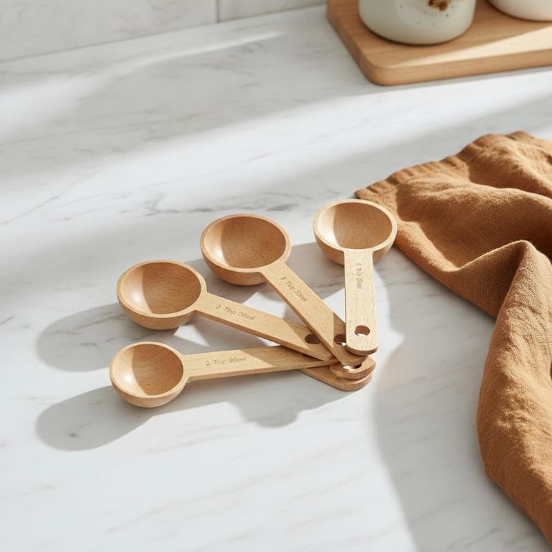 Kitchen Gadgets To Gift - 木製計量スプーン 7.5-45ML ポータブル ブナ材/クルミ材 環境に優しいキッチンツール 家庭料理人/ベーキング愛好家へのギフト