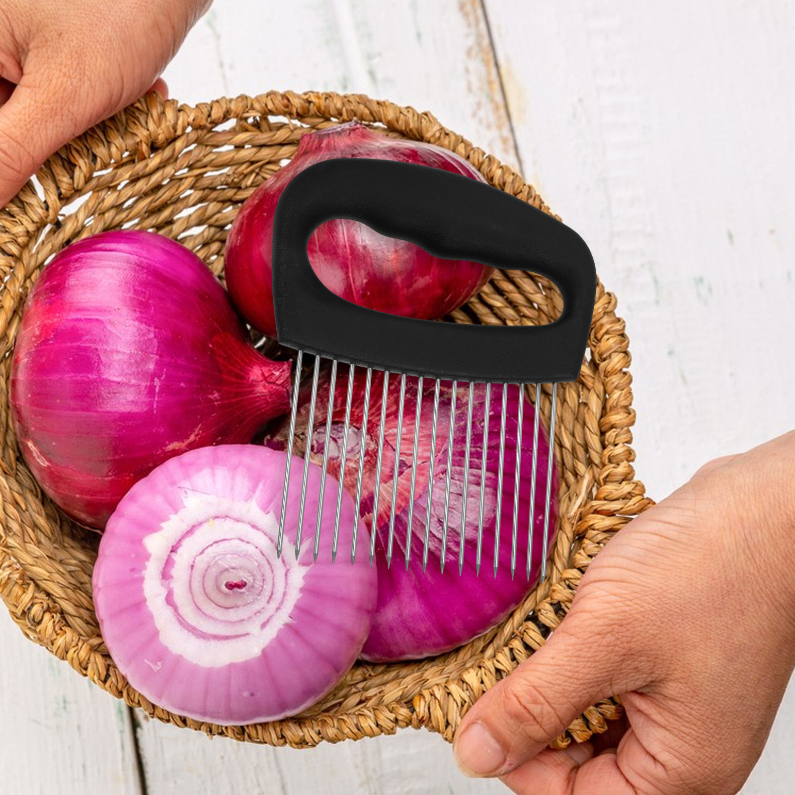 Avocado Slicer Tool - ステンレス製の野菜スライサー、果物スライサー、チョッパー。玉ねぎ、トマト、アボカド、ジャガイモ、卵、肉などを切るのに便利なキッチンツール。