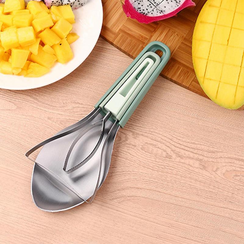 Avocado Slicer Tool - 3in1 マンゴー皮むき切断ナイフマンゴー皮むきセパレーターマンゴースクープアボカドピーラーフルーツスライサーピッターキッチンガジェット