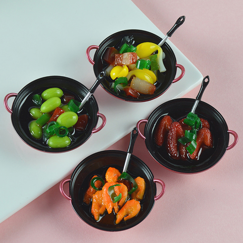 Kitchen Gadgets China - ドールハウスミニチュア DIY アクセサリーミニ金属調理鍋食品シミュレーションキッチン用品モデルドールハウス装飾