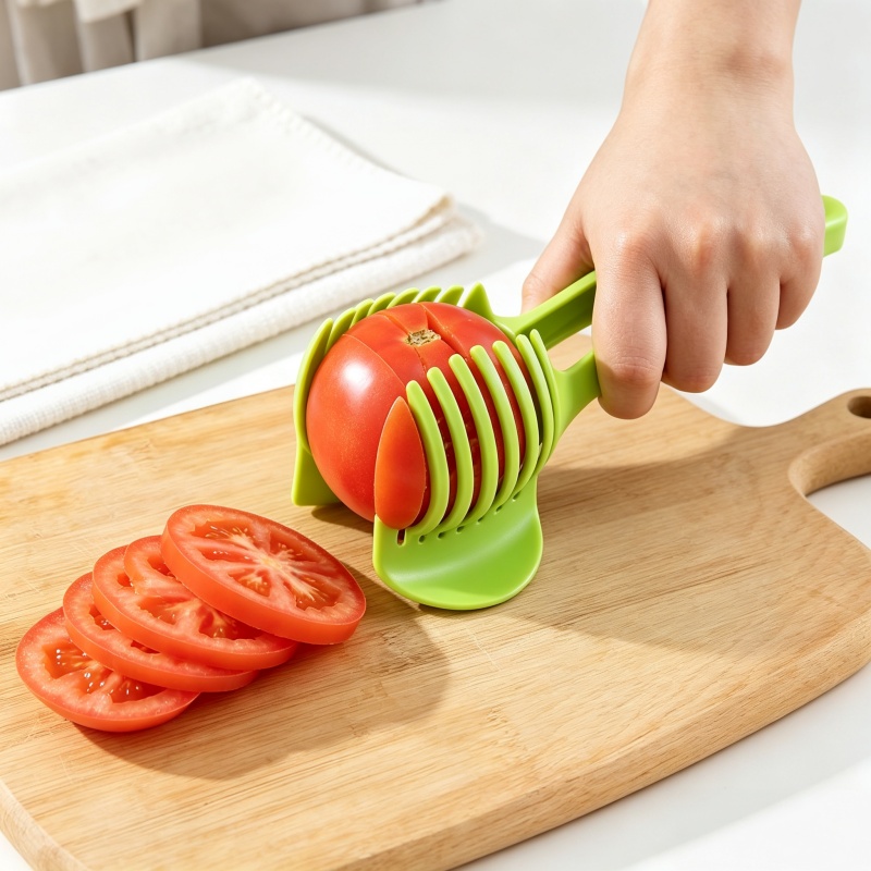 Kitchenaid Kitchen Gadgets - 手持ち式フルーツスライサークリップ レモン・トマト・玉ねぎカッターホルダー 安全な手持ち式カッティング補助具 野菜・果物の準備用キッチンガジェット