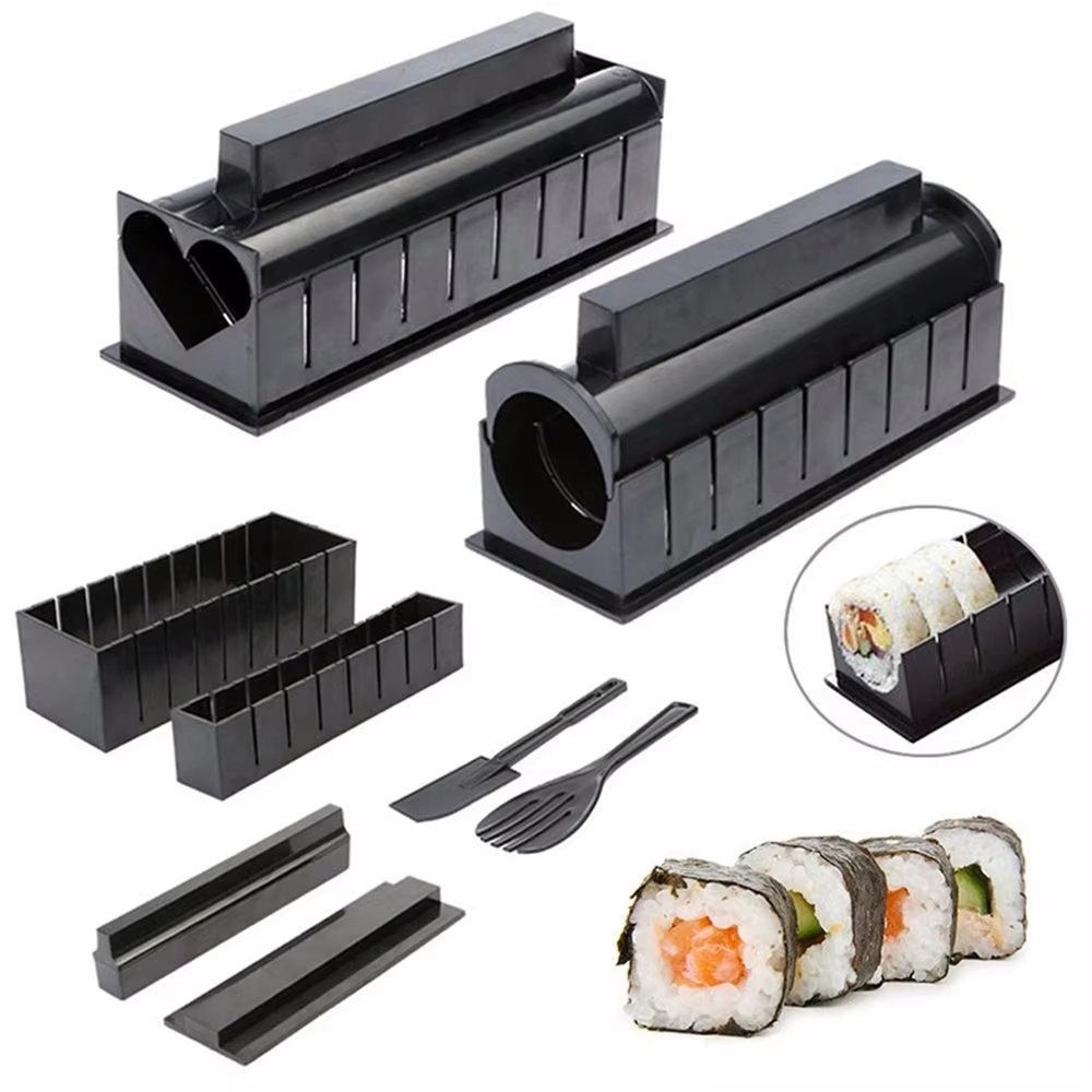 Kitchen Gadget Amazon - 3/10個セット 日本の寿司メーカー 3種類の形状 寿司作りキット ロールライスモールド DIY