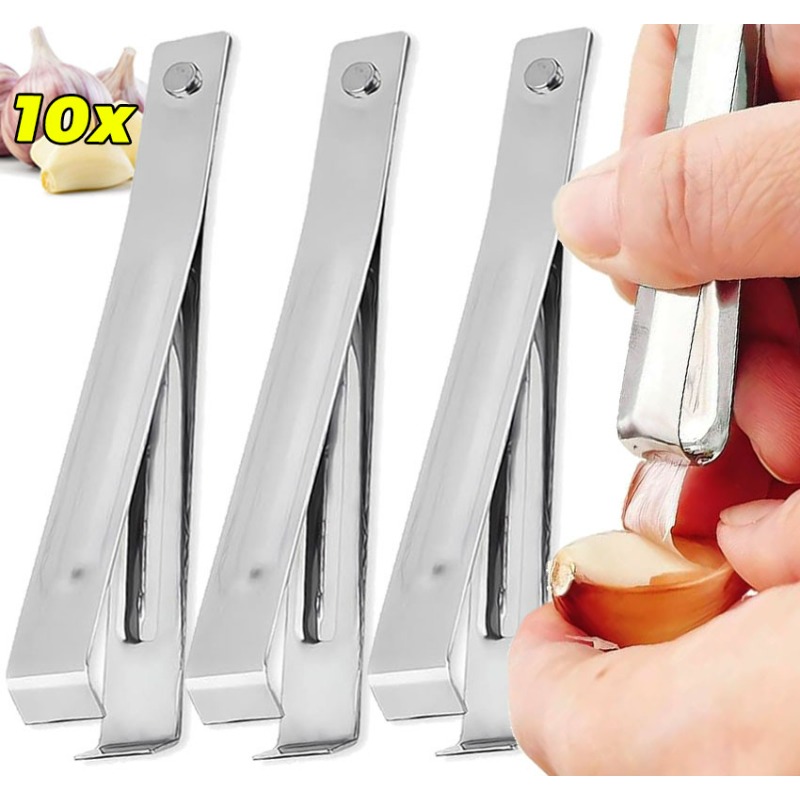 Kitchen Gadget Amazon - 10/1個入り ステンレス製ニンニク皮むき器 ニンニク皮むき 猪毛抜きクリップ 手動ピンセット キッチン用品