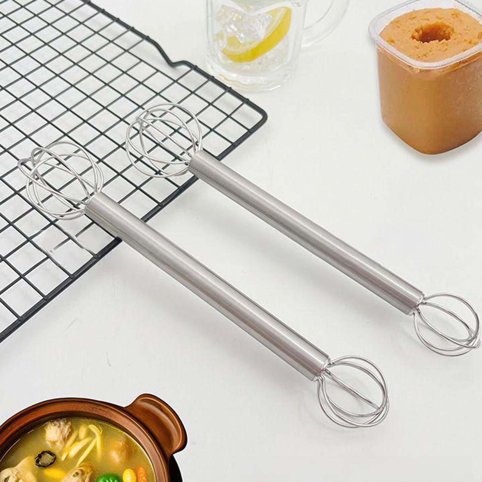 Kitchen Gadgets Products - 味噌かき混ぜ棒 304 ステンレス鋼 ダブルヘッド泡立て器 手動クリーム送り器 かき混ぜスプーン