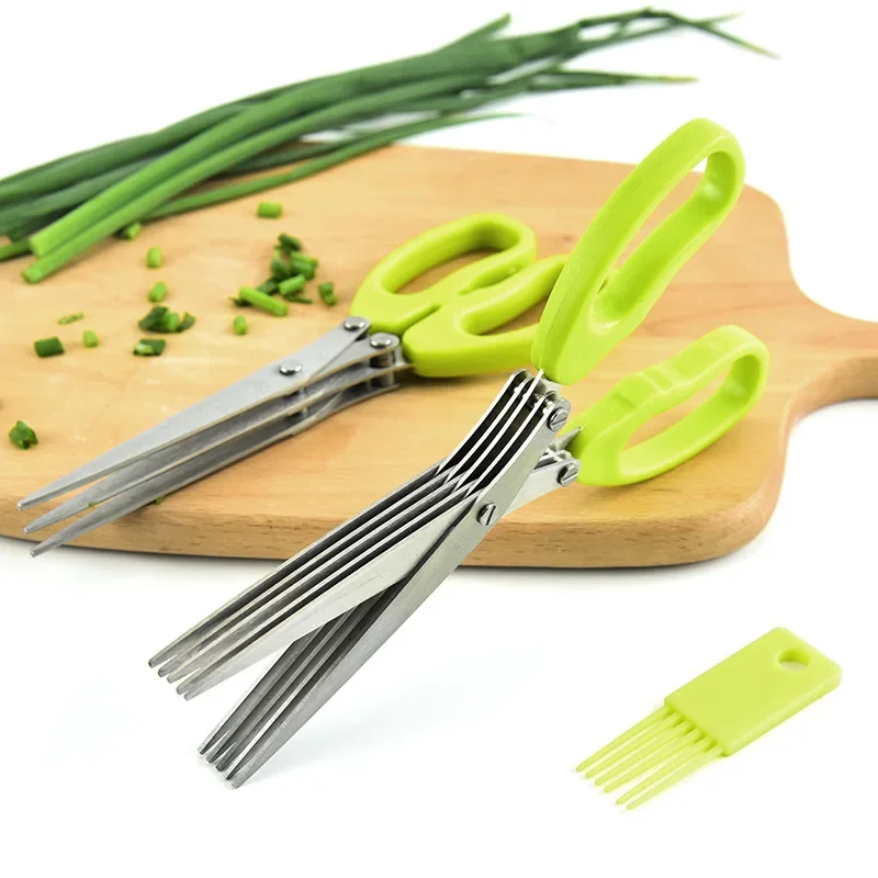 多層キッチンはさみステンレス鋼野菜カッターネギハーブ海苔スパ - Kitchen Gadgets China のレビューと価格