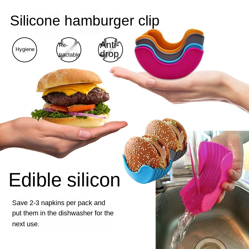 キッチンアクセサリー シリコンハンバーガーホルダー 非接触食 - Kitchen Gadgets Dropshipping のレビューと価格