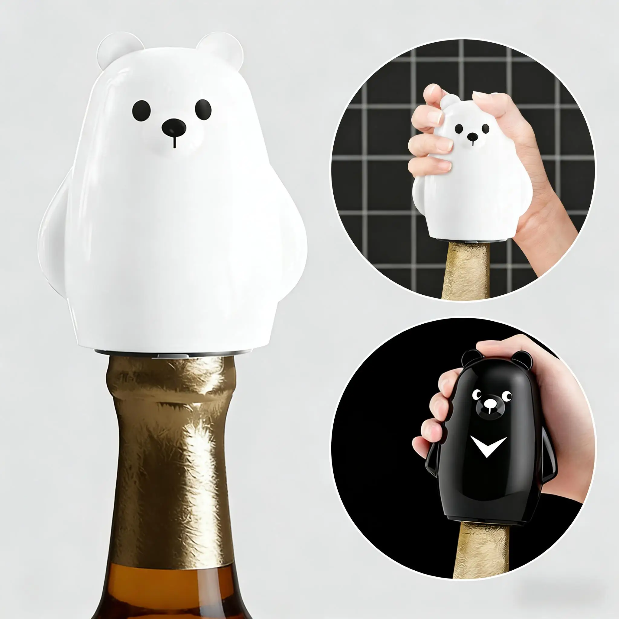 かわいい白黒のクマの形をした栓抜き。動物モチーフの栓抜きで、 - Kitchen Gadgets To Gift のレビューと価格